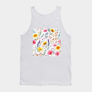 Watercolor Assorted Wildflowers Pattern 2 Tank Top